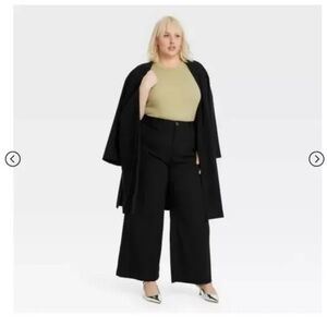 NWT women’s Ava & Viv Black Wide Leg Pants side pockets size 26
